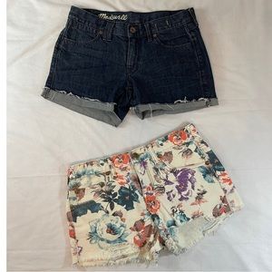 Free People and Madewell Bundle of Two 100% Cotton Shorts Size: 26